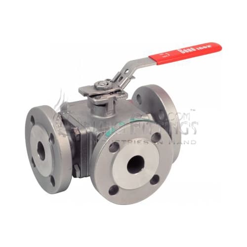 3 Ways Ball Valve With Flanges - Full Bore