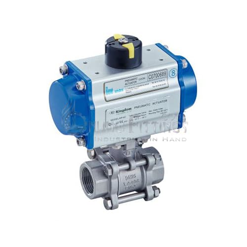 3 Pieces Ball Valve With Pneumatic Actuator (Single Or Double Acting) - Female / Female