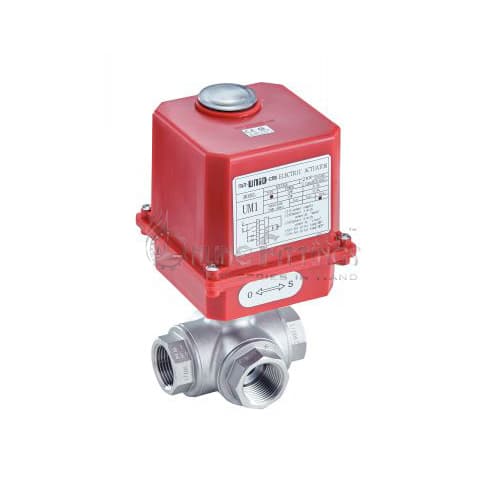 3 Pieces Ball Valve With Electrical Servomotor 230V - Female Bsp Ends