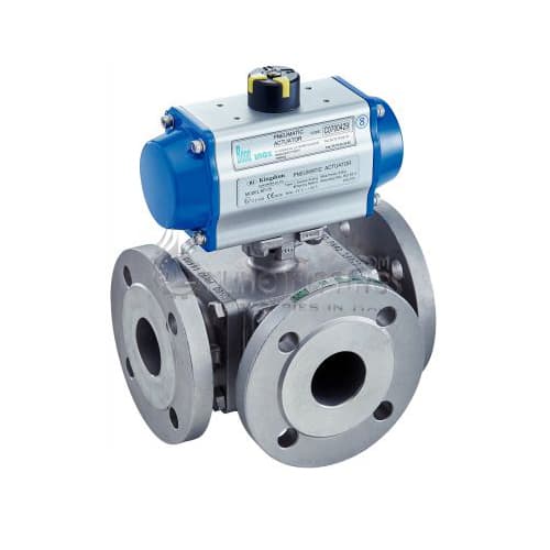 3 Ways Ball Valve With Pneumatic Actuator (Single Or Double Acting) - Flanged Ends