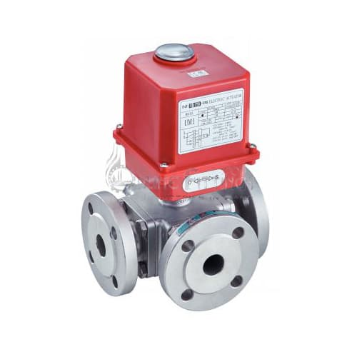 3 Ways Ball Valve With Electrical Servomotor 230V - Flanged Ends
