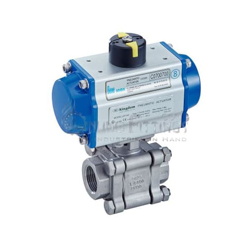 3 Pieces Ball Valve With Pneumatic Actuator (Single Or Double Acting) - Female / Female