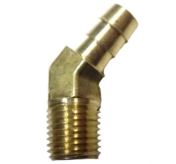 45º Elbow Hose Barb X Male Pipe Brass